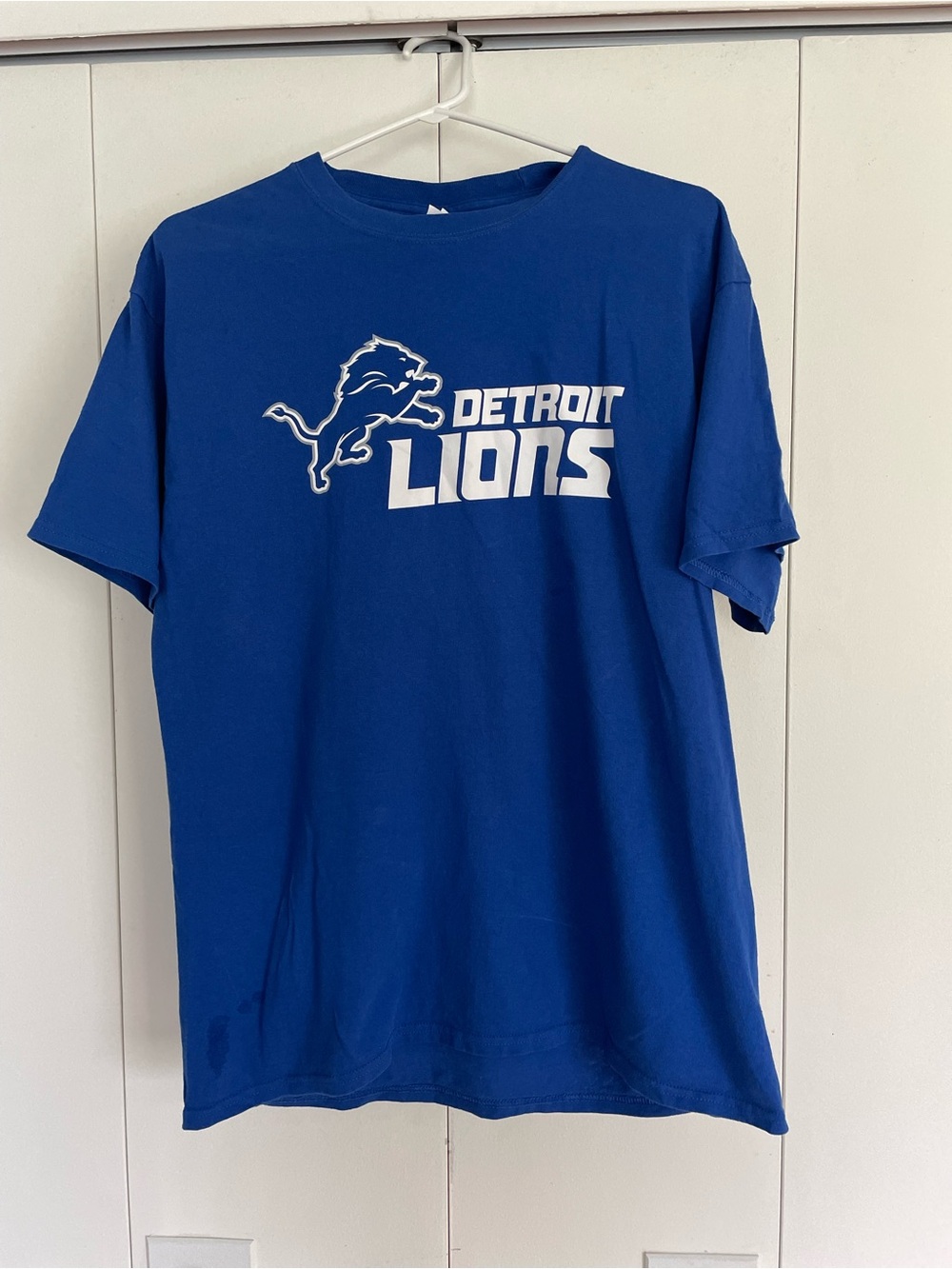 Men’s Large Detroit Lions Cotton Tee - Royal Blue